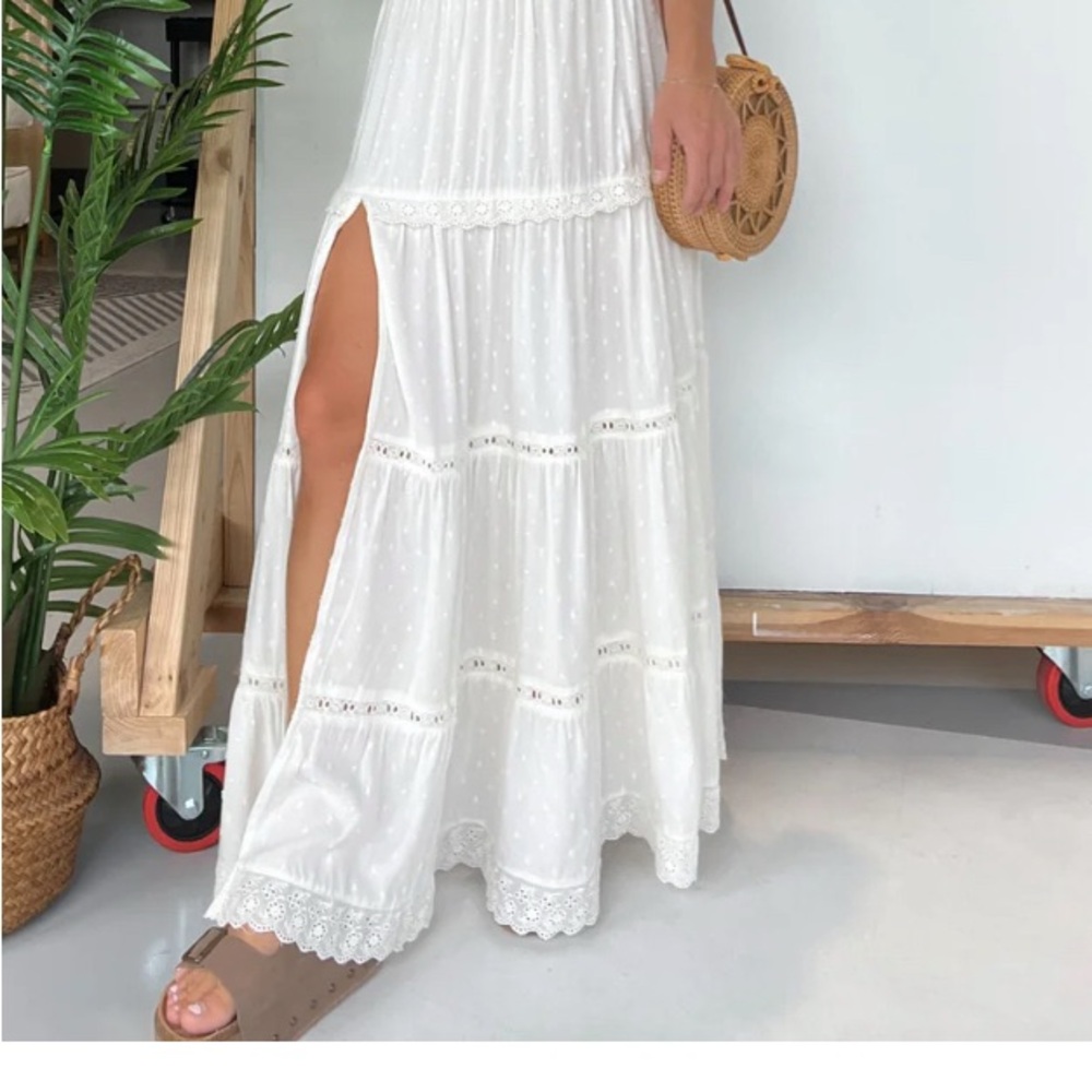 Elegant White Maxi Skirt with Lace Details